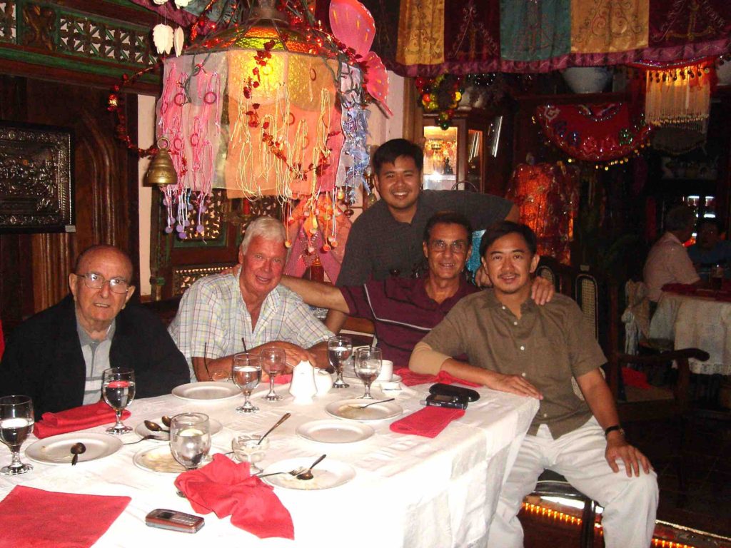 The author (extreme right) with (left to right) Fr. Ismael Zuloaga, Fr. John Privett, CLC Philippines President Terence Ang, and Fr. Jerry Martinson. 